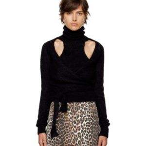 Ganni brushed cutout wrap top XS